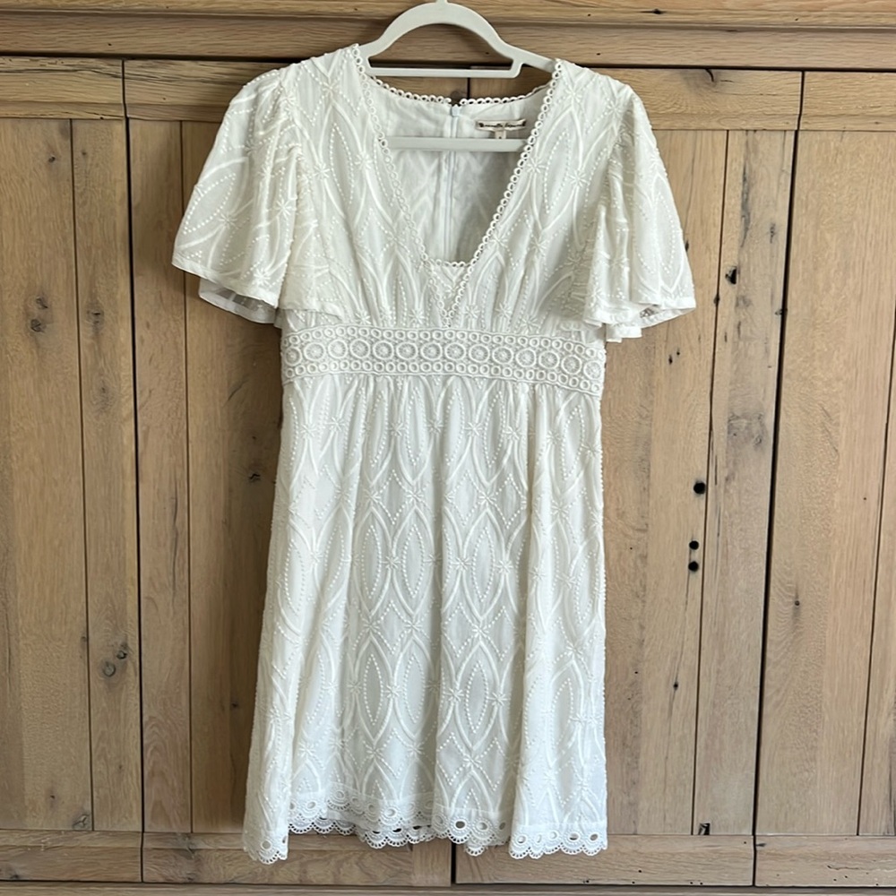 Nanette Lepore white eyelet mini dress.  Size 6.